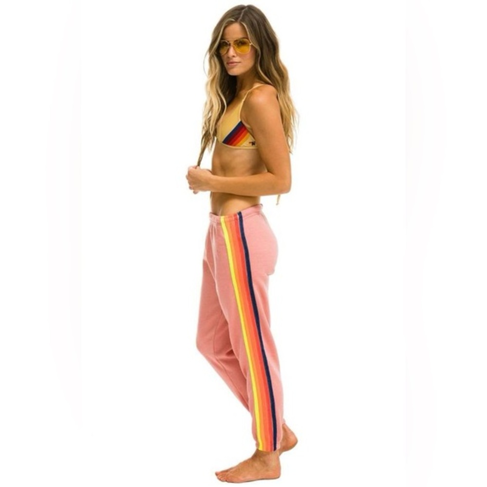 Aviator Nation 5 Stripe Sweatpant in Petal Neon Rainbow